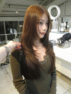 アクアオモテサンドウ(ACQUA omotesando) ◯ロングレイヤー/オリーブベージュ/ブリーチなしダブルカラー