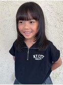キッズカット 韓国風 顔周りレイヤー 前髪カット 内巻き
