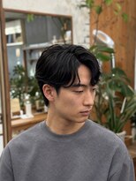 ラシェル パル ノエル(Laciel par Noel) Men's_ミディアムショート_センターパート_無造作パーマ