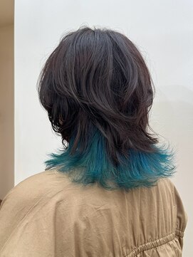 フェアレディ 烏山店(FAIRLADY) ウルフレイヤー　ターコイズブルーインナーカラー