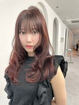 天神美容室 ダブルカラー×ワインレッド×暖色カラー