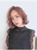 ハニーベージュ*センターパーツボブパーマニュアンスパーマ