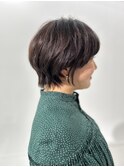 丸みショート＋骨格補正カット【梅北５０代髪型】白髪染め