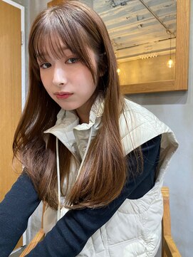 サンプラス(san+) 【マユコ】艶髪ストレートミルクティーベージュ大人かわいい小顔