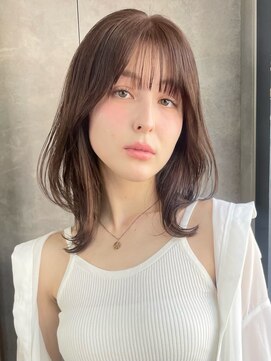 トルネード(TORNADO) 面長ミディアムレイヤー ベージュブラウン M20250112