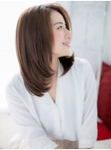 センター北/髪質改善/テラコッタ×内巻きワンカールロブヘアd