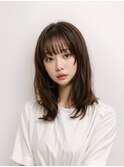 黒髪/グレーベージュ/レイヤーロング/前髪パーマ/いわき市