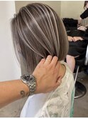 ハイライトボブ切りっぱなしボブ