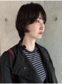 ショートボブ/ボブ/ショート/暗めオリーブ/ニュアンスパーマ