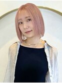 ハイトーンボブ/ピンクベージュ