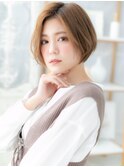 小顔前下がりボブ外国人風キャラメルベージュh上尾20代30代40代