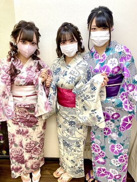 ヘアセットアップス(UP's) お友達同士大歓迎^_^大人気メニュー『浴衣着付け+ヘアセット』