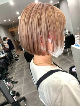 シャムオーツー 国分寺(CHAM:O2) ブリーチ/ハイトーン/ミルクティーベージュ/丸みボブ/