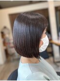 ショートカットショートボブミルクティーベージュカラー前髪あり
