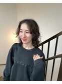 ボブパーマ/黒髪パーマ/切りっぱなしボブ/ショートボブ