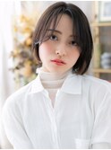 ■かきあげバングイヤリングカラー黒髪小顔ボブ302上尾20代30代