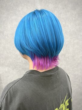 いろあそび 八王子 【インナーカラー】ターコイズブルー×ピンク