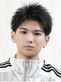 黒髪アップバングショート短髪