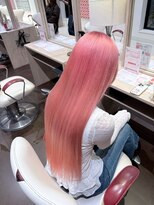 アース いわき店(HAIR&MAKE EARTH)&nbsp;コーラルピンク×艶髪ロングストレート