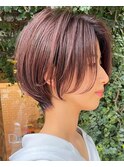 透明感ボブ/ミニボブ/オリーブグレージュ/ペールベージュ