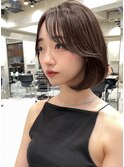 韓国ヘアーハッシュカットレイヤーカットグレージュブリーチ無し