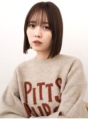 ストレートボブ 切っぱなし ぱつっとボブ ブラウン ベージュ