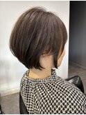グレージュカラー/ショートボブ/ハイライトベージュ