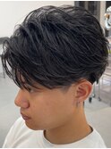 センターパートフェザーパーマナチュラル毛流れ縮毛矯正渋谷原宿