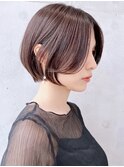 say.ショートボブひし形ショートダークレッドコーラルオレンジ
