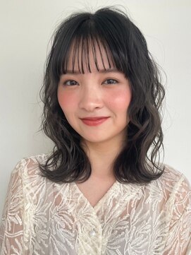 カバーヘア ブリス 大宮西口(COVER HAIR bliss) ゆるふわミディアムレイヤーパーマ×ダークアッシュ/小顔p大宮