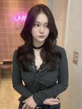 ラルム 新宿(LARME) 韓国かきあげ前髪/ダブルカラー/チョコブラウン/レイヤーカット