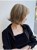 大人ミニボブ前髪ありフレンチボブベージュカラー丸顔K20260426