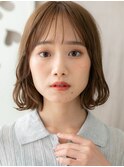 ミルクティーベージュ/ミディアムボブ/無造作/アッシュベージュe