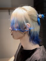 ガウディ 広島駅前店(Gaudi)&nbsp;メンズロングウルフ×メンズハーフアップ×ブリーチハイトーン