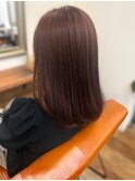 オレンジブラウン 髪質改善トリートメント 顔周りカット 艶髪