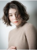 外国人風チャコールグレー小顔見せこなれヘアボブショートx大宮