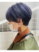 深い色味のパープルグレージュ×ショート/