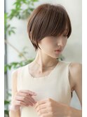 大人かわいいフェザーバングカーキグレージュミディアムウルフ
