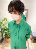 大人マッシュショートパーマ丸み小顔くせ毛風パーマ20代30代