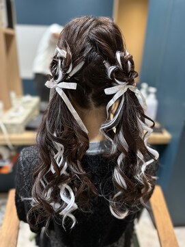 ヘアサロンアンドヘアメイクディー(hair salon hair make D) 仙台D　可愛い☆お花リボン☆アレンジツインテールstyle