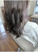 20代30代小顔ゆるふわミディアムイヤリングラベンダー