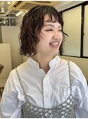 オン眉ボブパーマ