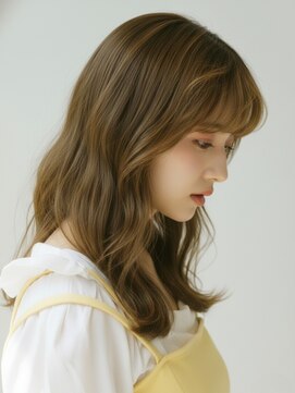 フレイムス 高崎(Frames) 透明感ベージュ20代30代◎前髪あり大人可愛いウェーブロング高崎