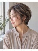 40代50代/白髪ぼかし/ショートボブ/ハイライト