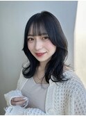 暗めグレーベージュカラー/くびれミディアムヘア/レイヤーロング
