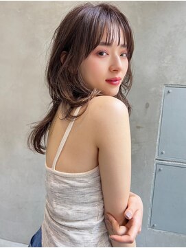 メーヴェ(Mowen) mowen 南堀 江　ロング×ピンクブラウン×顔まわりレイヤー