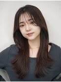 シースルーバングレイヤー　ロングミディアム