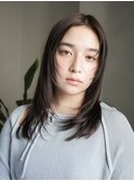 ミディアムロング顔周りレイヤーおくれ毛前髪万代新潟