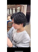 センターパートフェザーパーマ