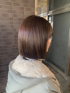 切りっぱなしボブ艶感ブラウン